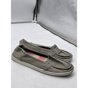 Roxy Shoes Womens Size 7.5 Gray Lido Slip On Canvas Loafers Surf Casual 457N48